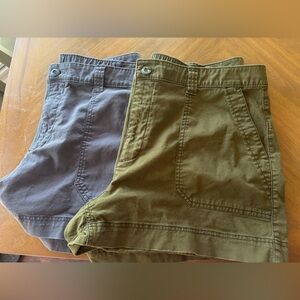 Green and grey chino shorts